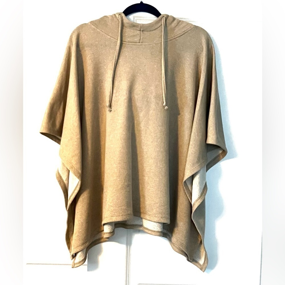Beige taupe Calvin Klein Hooded Poncho - Picture 3 of 7
